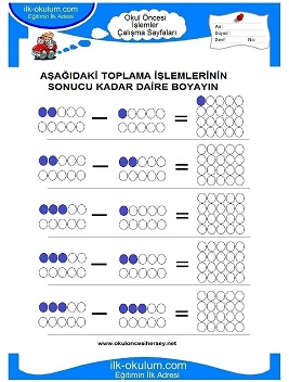 Çocuklar İçin toplam işlemi yaprak testleri 